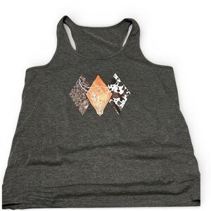 SHEIN Dark Gray Tank Top with Artistic Design